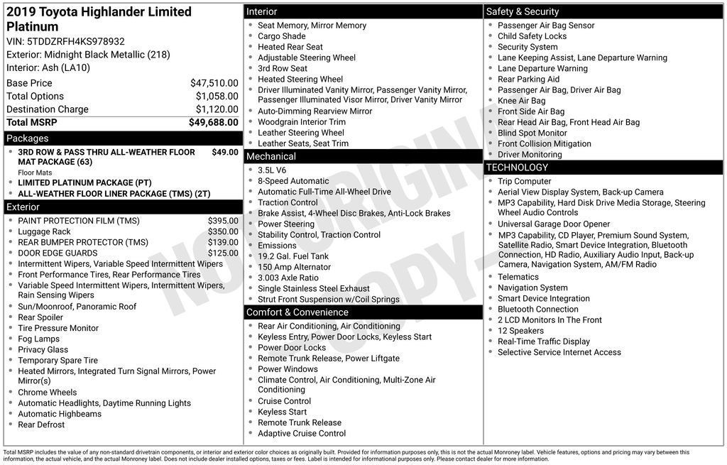 Used 2019 Midnight Black Metallic Toyota Limited Platinum image 29