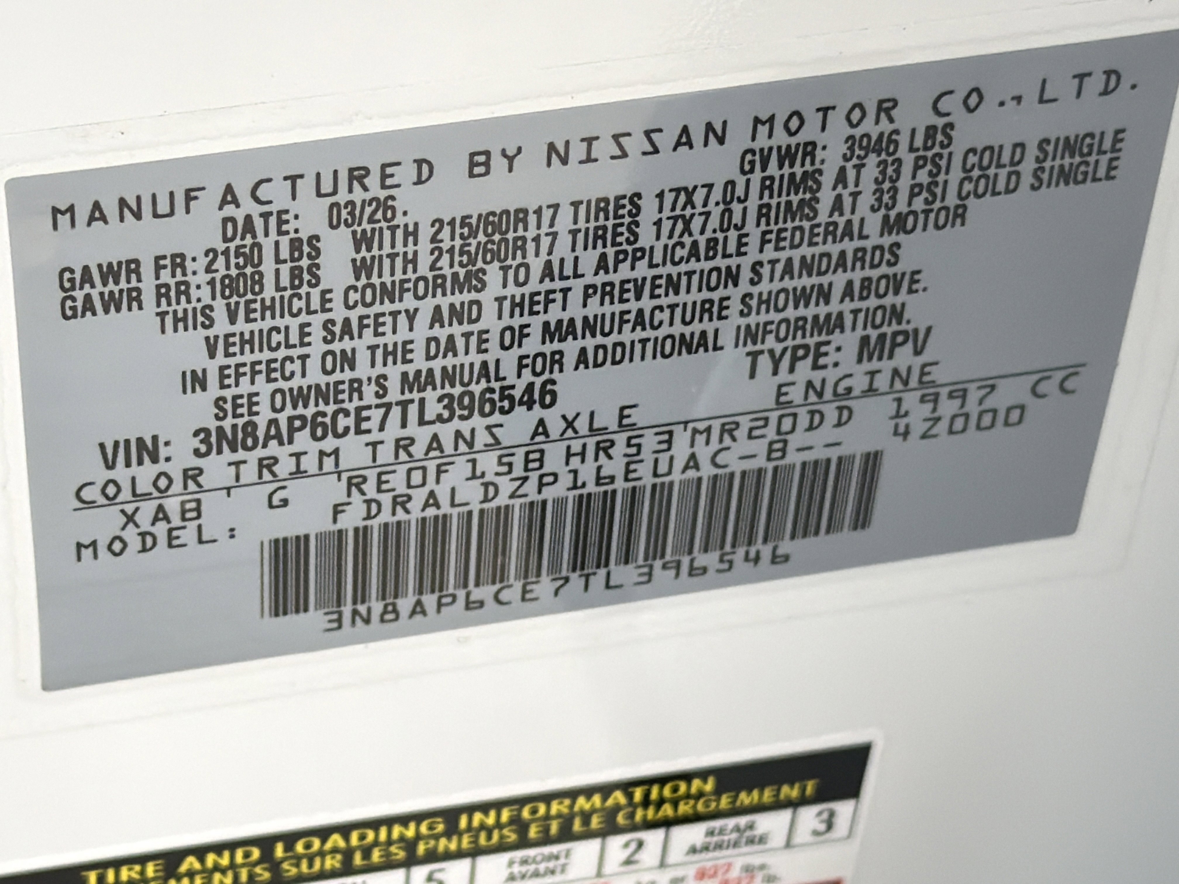 New 2026 Aspen White Tricoat/Super Black Nissan SV image 35
