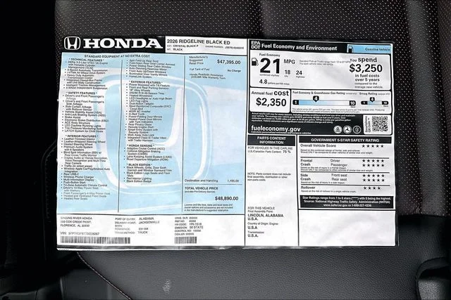 New 2026 Crystal Black Pearl Honda Black Edition image 18