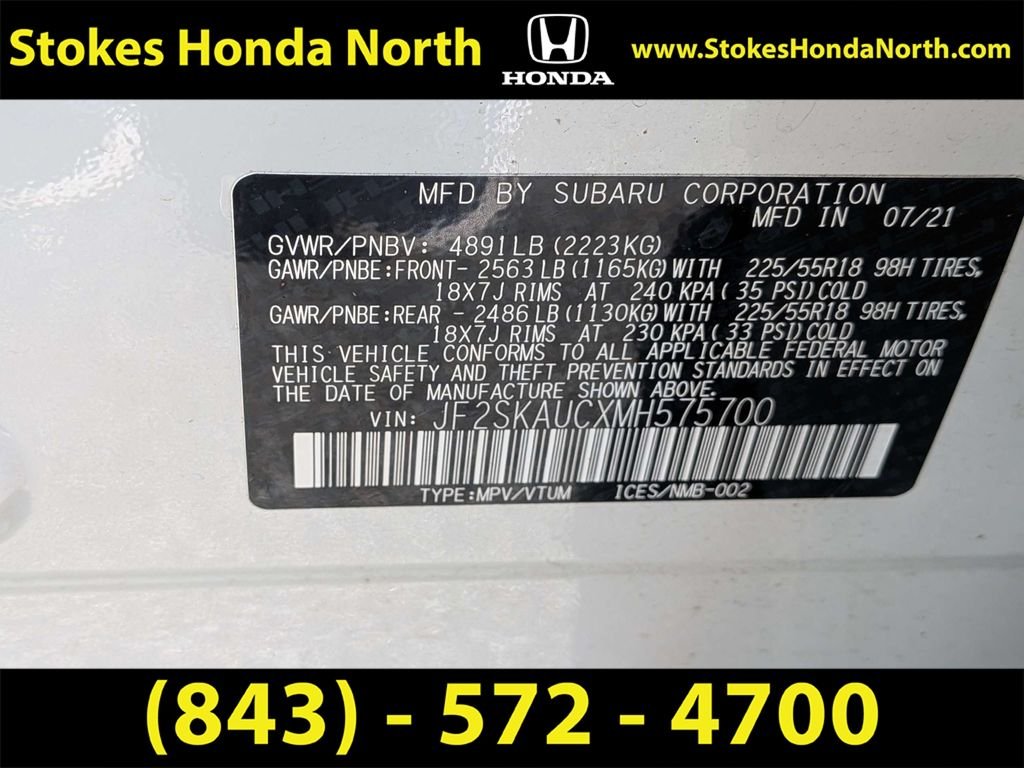 Used 2021 White Subaru Limited image 6