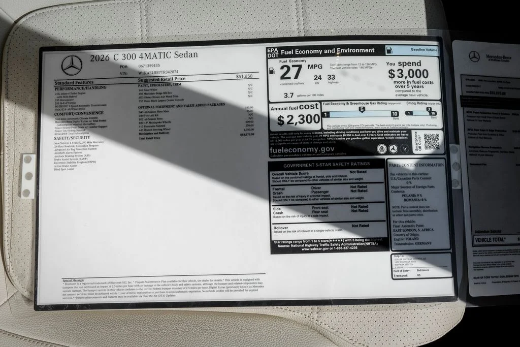 New 2026 Polar White Mercedes-Benz C 300 image 22