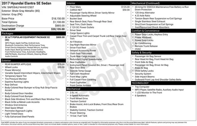 Used 2017 Shale Gray Metallic Hyundai SE image 11