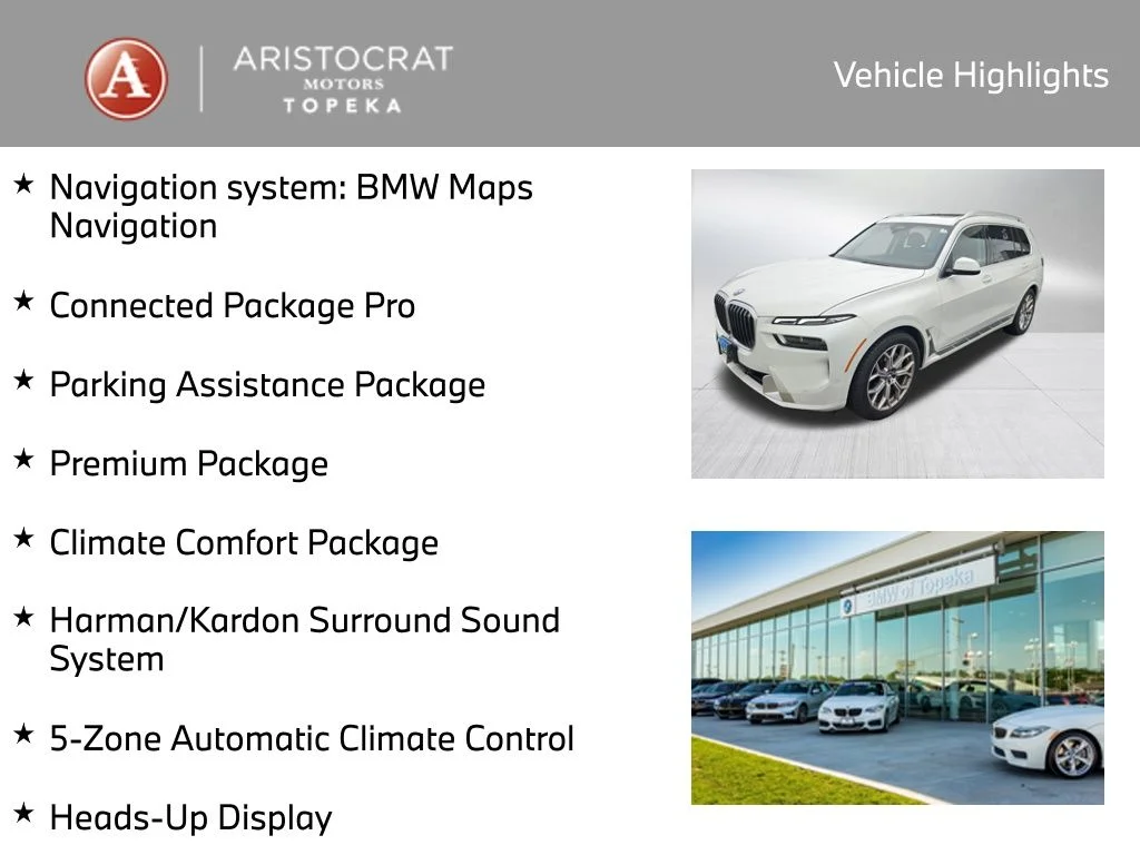 Used 2025 BMW X7 40i with VIN 5UX23EM0XS9Z49091 for sale in Kansas City
