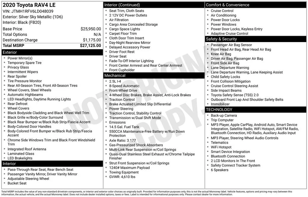 Certified Used 2020  Toyota LE image 2
