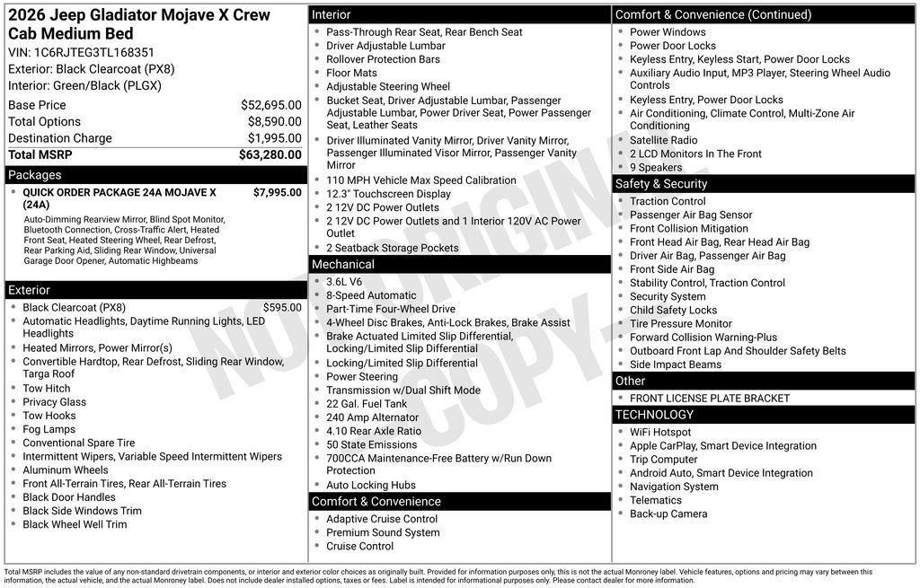 New 2026 Black Clear-Coat Exterior Paint Jeep Mojave X image 21