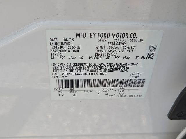 Used 2015 White Platinum Clearcoat Metallic Ford SEL image 7