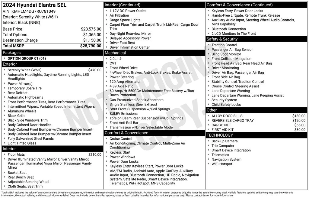 Used 2024 White Hyundai SEL image 2