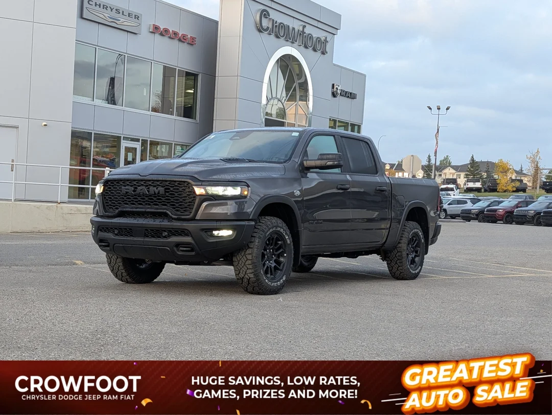New 2026 Grey RAM Rebel - - Level 1 Grp - Steel Sport Hood - Trailer Brake Control - Power Adj Pedals & More! image 1