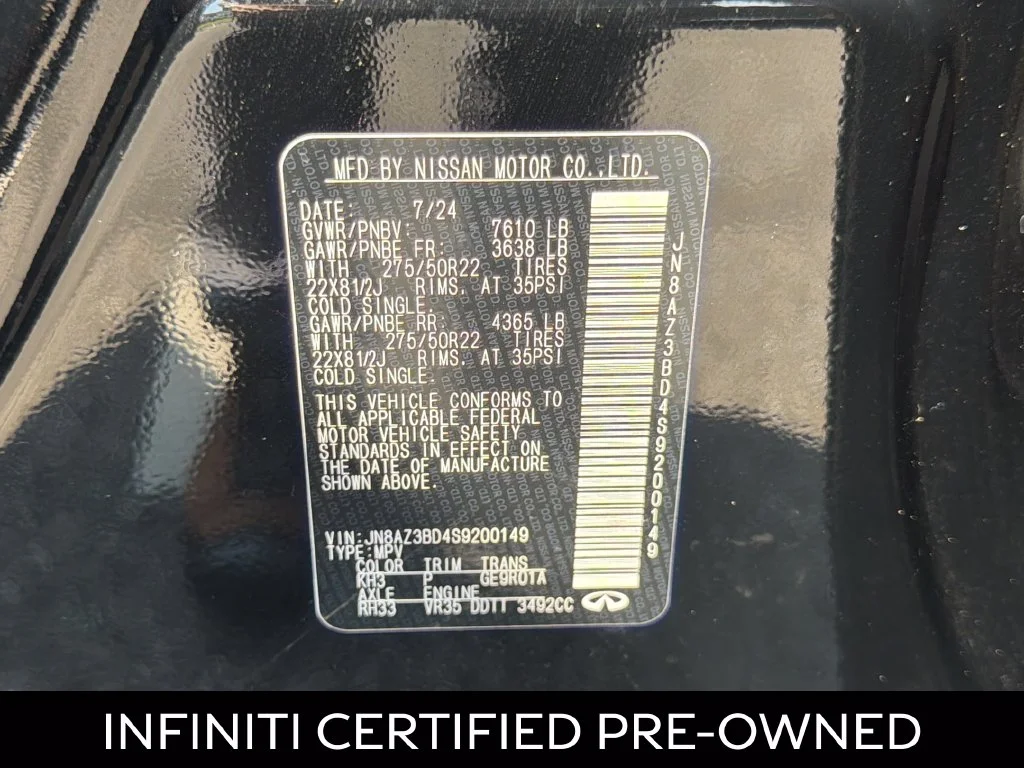 Certified Used 2025 Black Obsidian INFINITI LUXE image 27