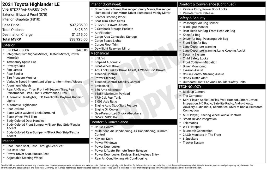 Certified Used 2021 White Toyota LE image 2