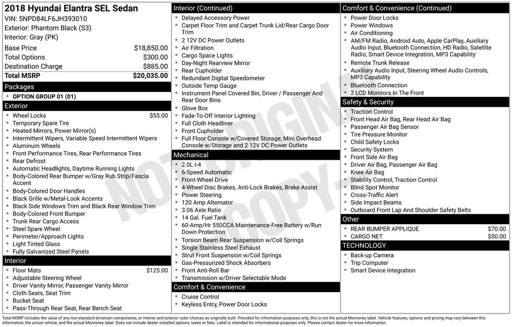 2018 Hyundai Elantra 2.0 SEL A/T's photo