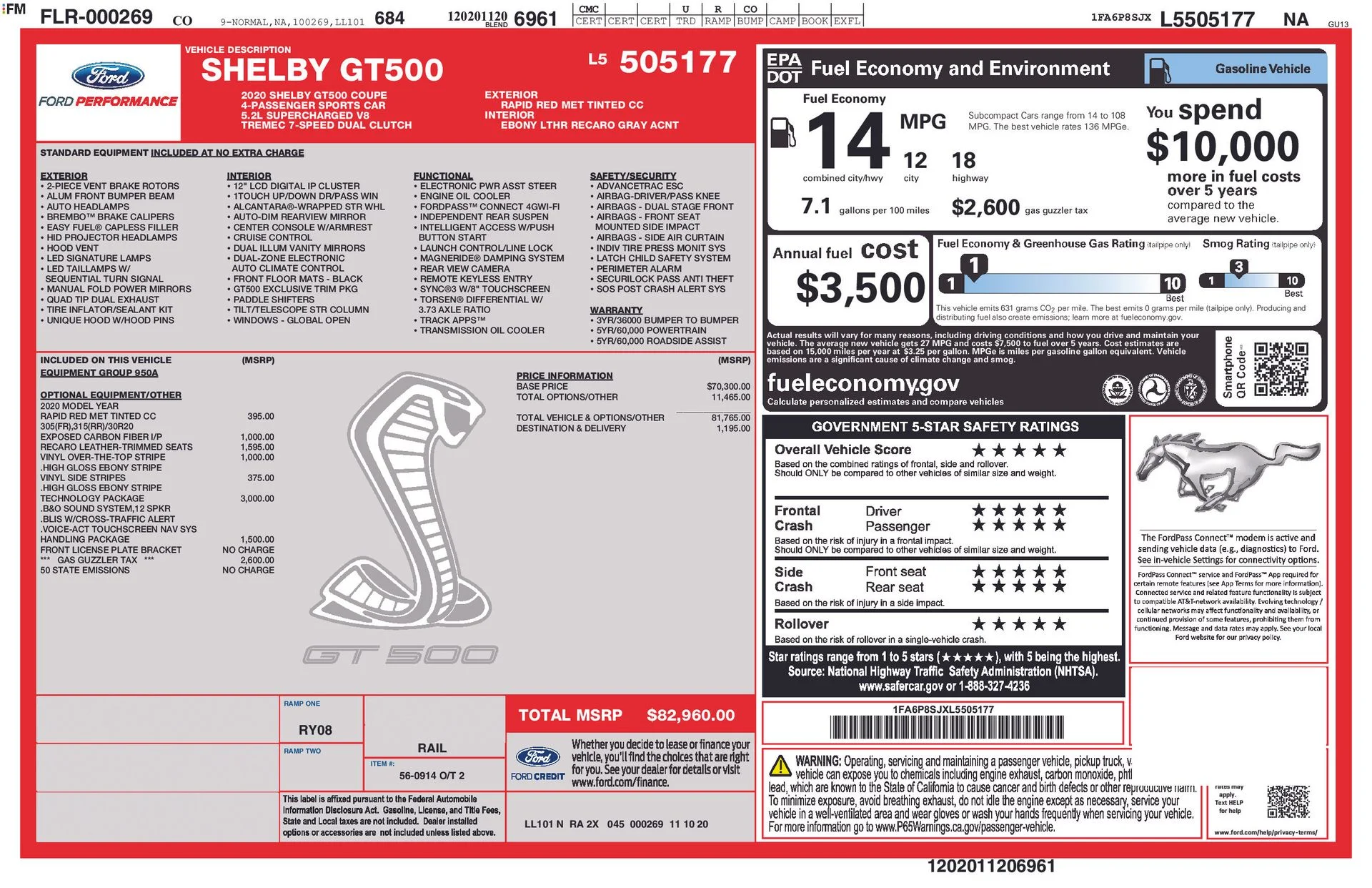 Used 2020 Red Ford Shelby GT500 image 42