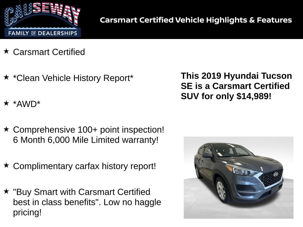 Certified 2019 Hyundai Tucson SE with VIN KM8J2CA48KU982546 for sale in Stafford Township, NJ