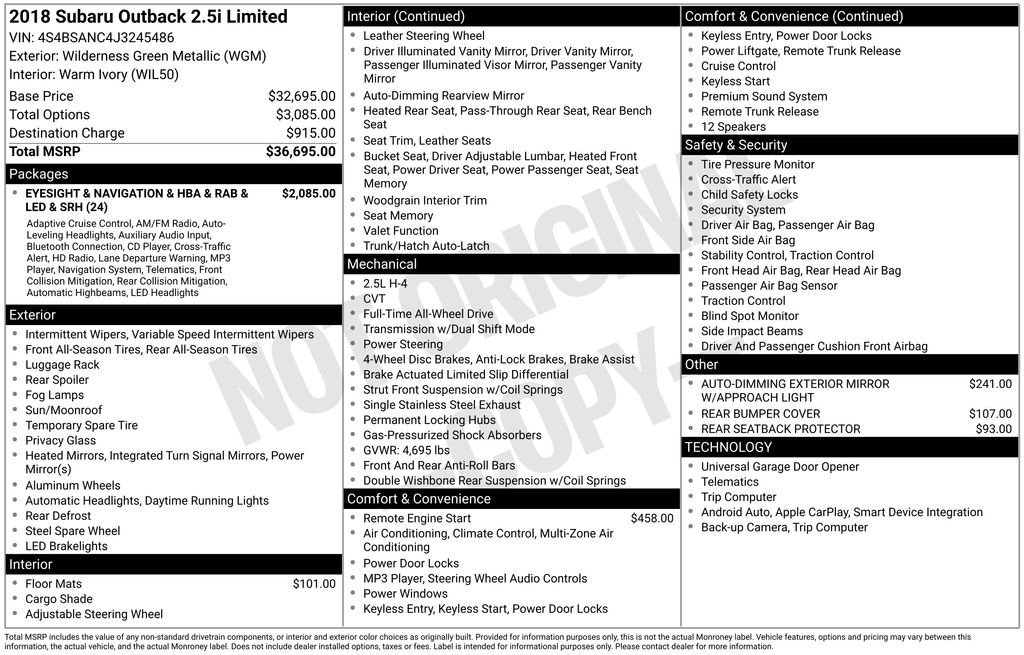 2018 Subaru Outback Limited