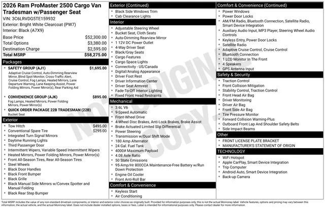 New 2026 Bright White Clear-Coat Exterior Paint RAM Tradesman image 27