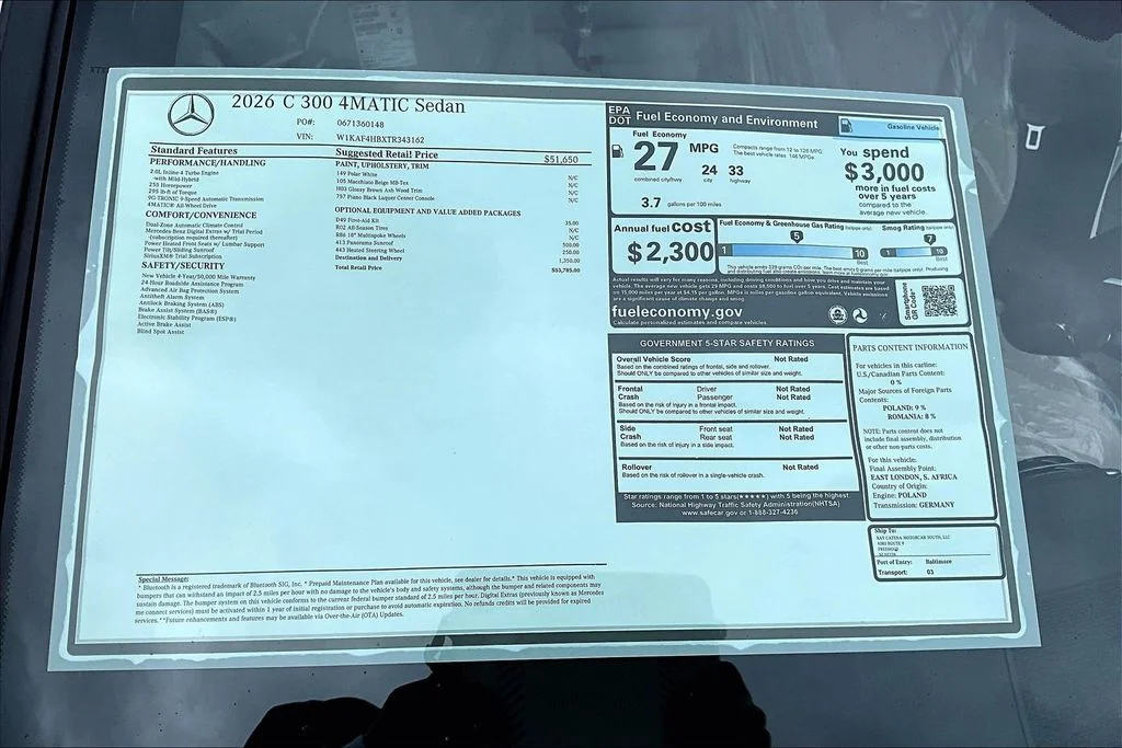 New 2026 White Mercedes-Benz C 300 image 13
