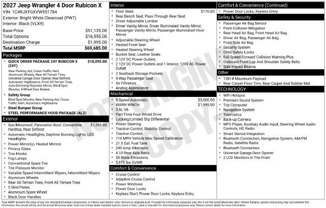 New 2027 Bright White Clear-Coat Paint Jeep Rubicon X image 33