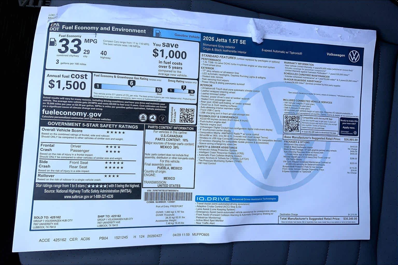 New 2026 Monument Gray Volkswagen SE image 22