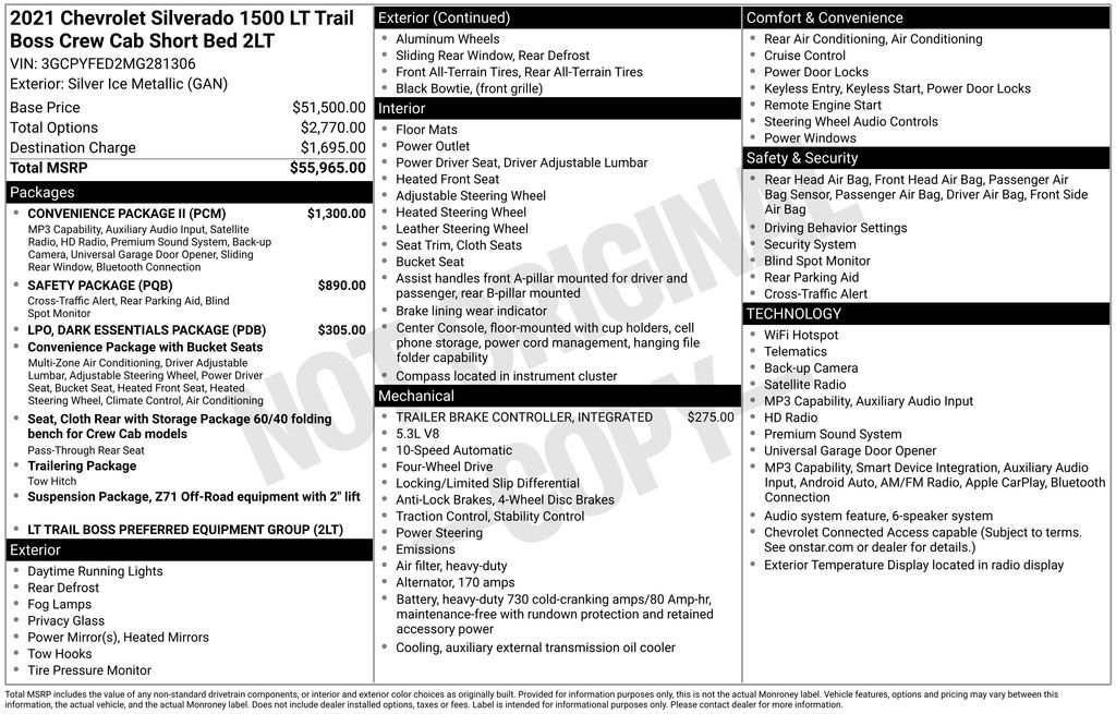 Used 2021 Silver Ice Metallic Chevrolet LT Trail Boss w/5.3l v8 image 7