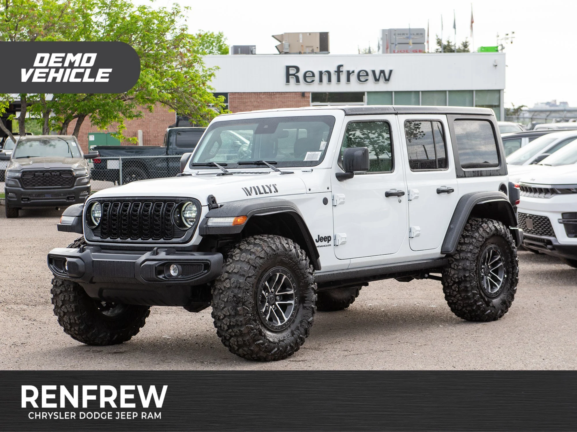 Used 2025 White Jeep Willys* 4 Door 4x4, 35 Inch Tire Package, Rock Rails, Rear Locker image 1