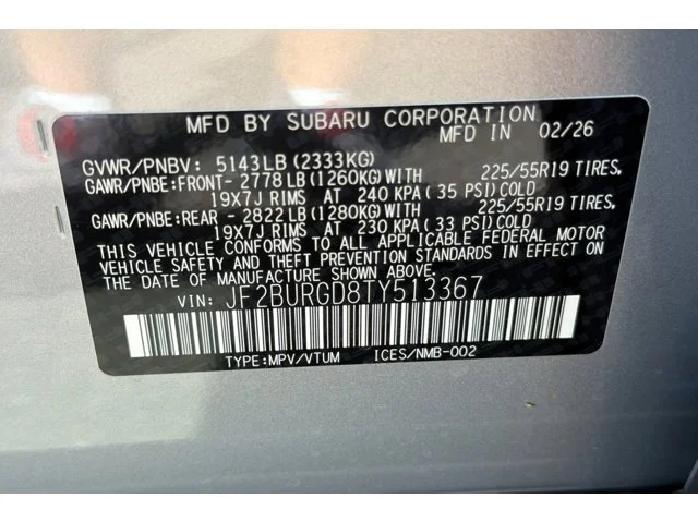 New 2026 ICE SILVER METALLIC Subaru Limited XT image 27