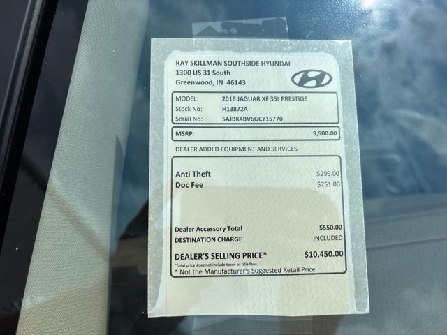 Used 2016 Dark Sapphire Jaguar 35t Prestige image 2