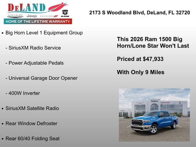 New 2026 Hydro Blue Pearl-Coat Exterior Paint RAM Big Horn/Lone Star image 24