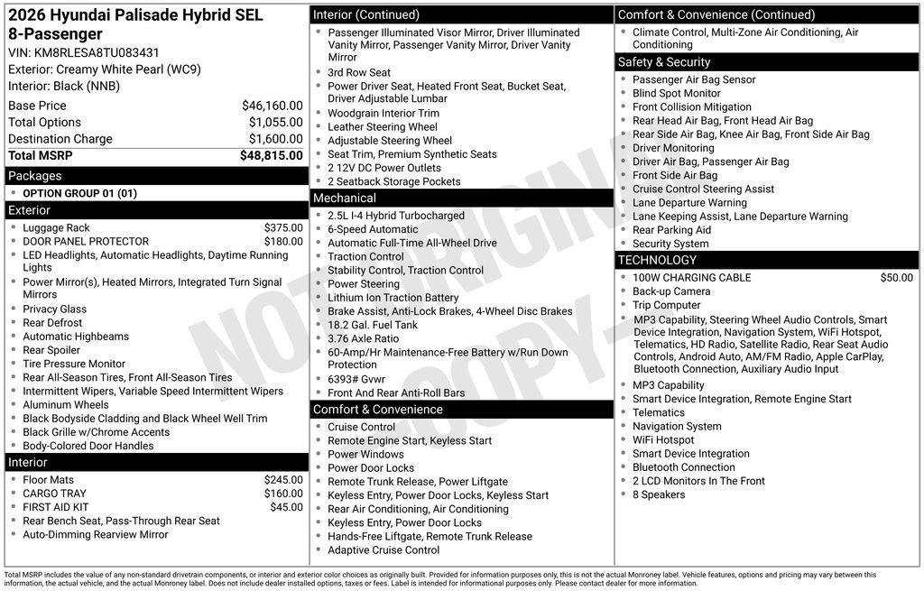 New 2026 White Pearl Hyundai SEL 8P image 40