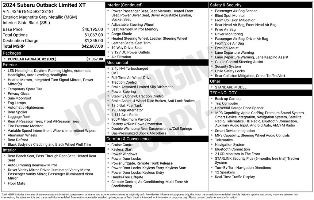 Used 2024 Gray Subaru Limited XT image 7