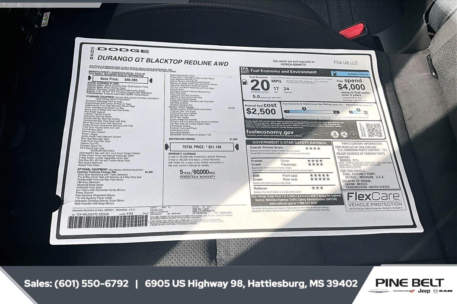New 2026 White Knuckle Clear-Coat Exterior Paint Dodge GT Plus image 12