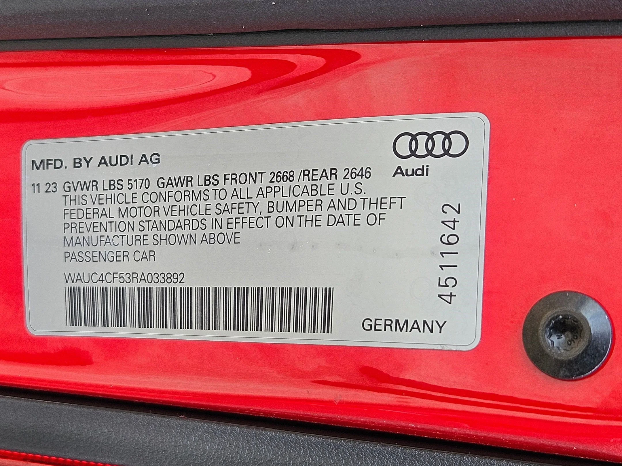 Certified Used 2024 Progressive Red Metallic Audi Premium Plus image 29