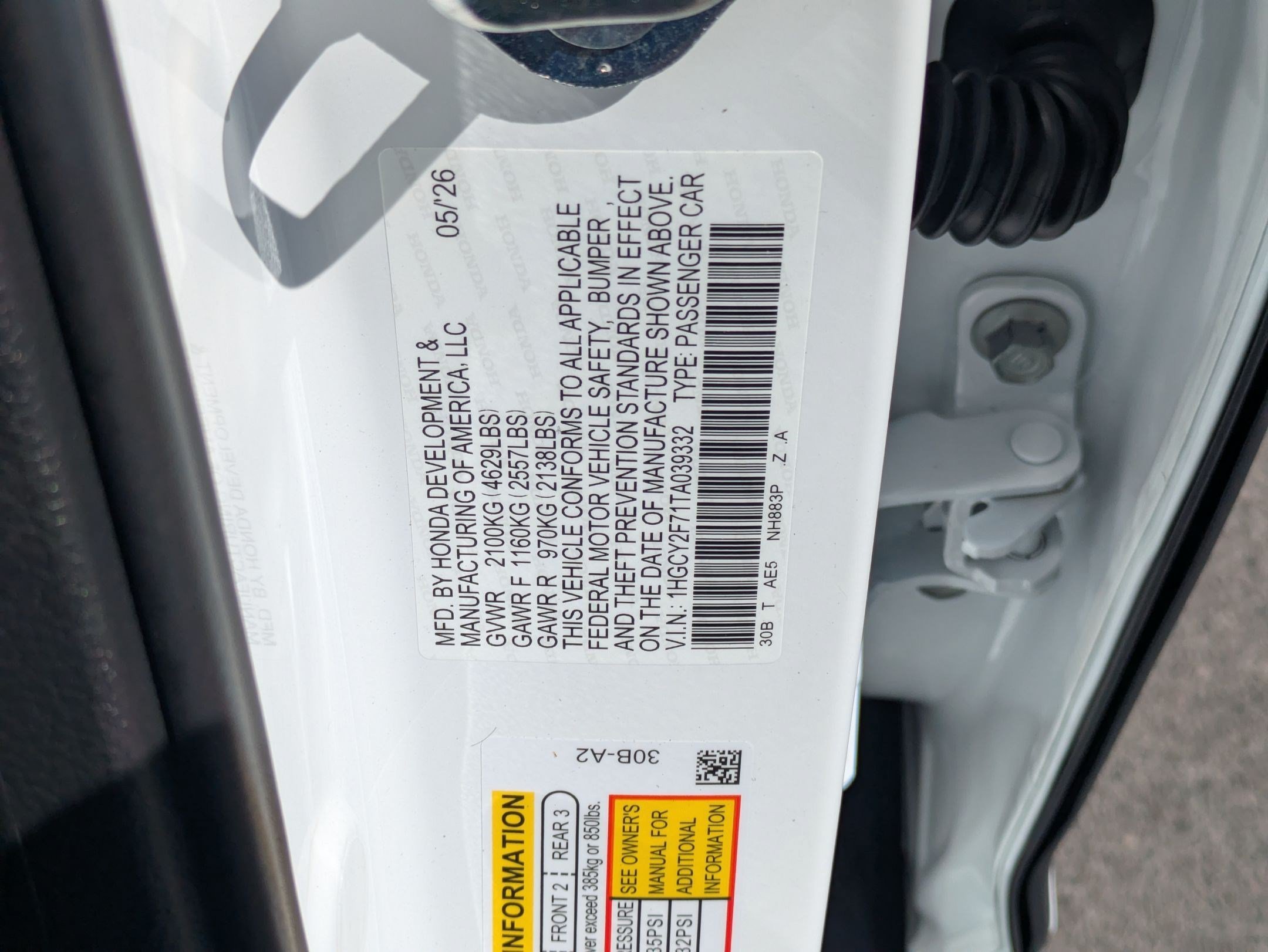 New 2026 Platinum White Pearl Honda Sport-L image 16