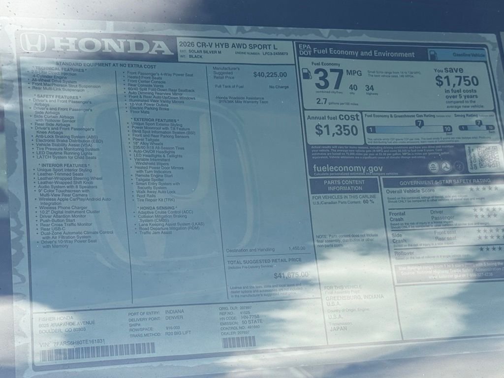 New 2026 Solar Silver Metallic Honda Sport-L image 26
