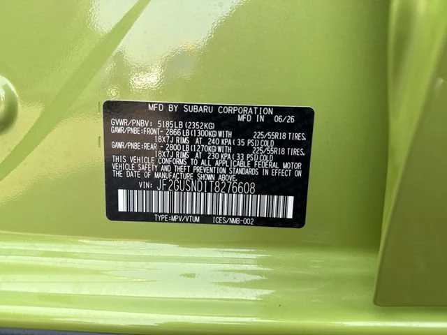 New 2026 Citron Yellow Pearl Subaru Limited Hybrid image 19