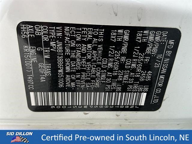 Used 2023 Pearl White Tricoat Nissan SV image 15
