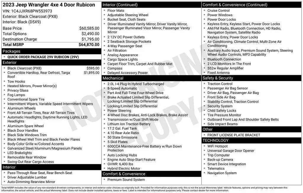 Used 2023 Black Jeep Rubicon 4xe image 2