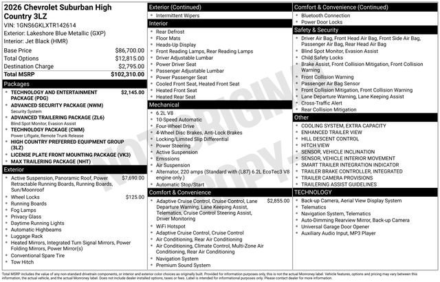 New 2026 Lakeshore Blue Metallic Chevrolet High Country image 28