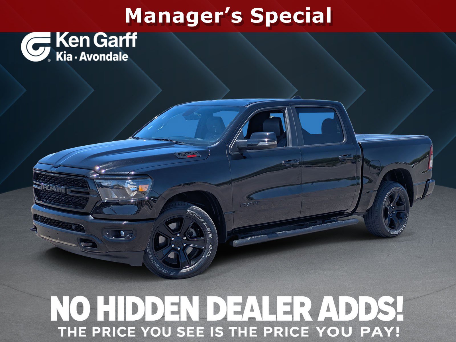 Used 2023 Diamond Black Crystal Pearlcoat Ram Big Horn image 1