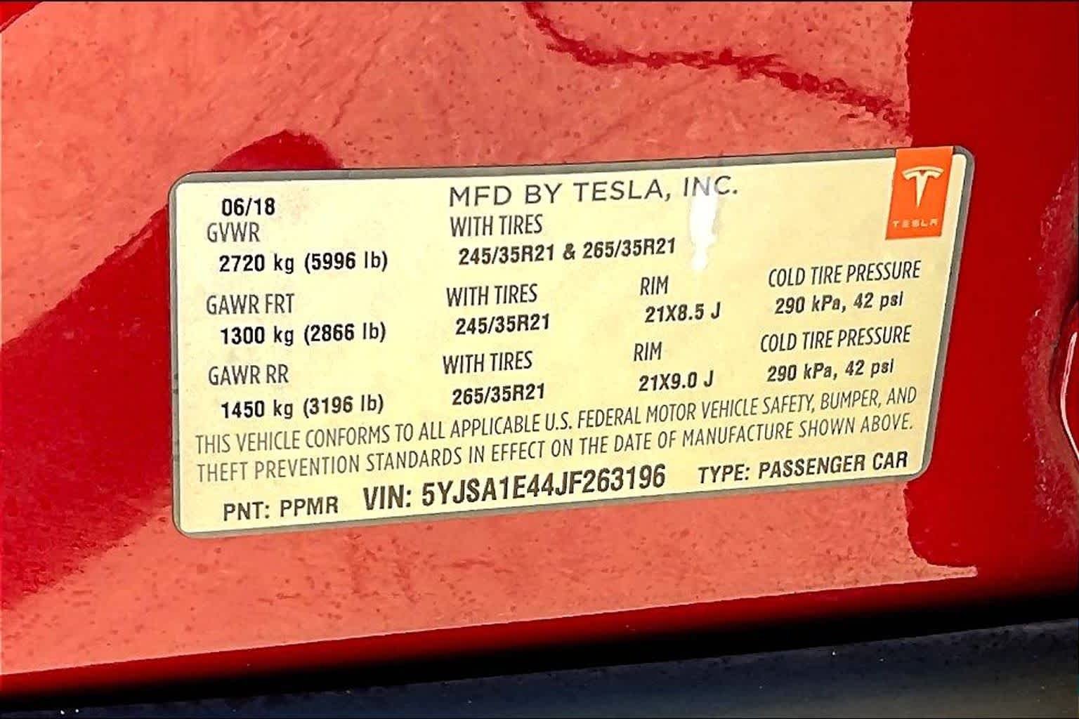 Used 2018 Red Multi-Coat Tesla 75D image 27
