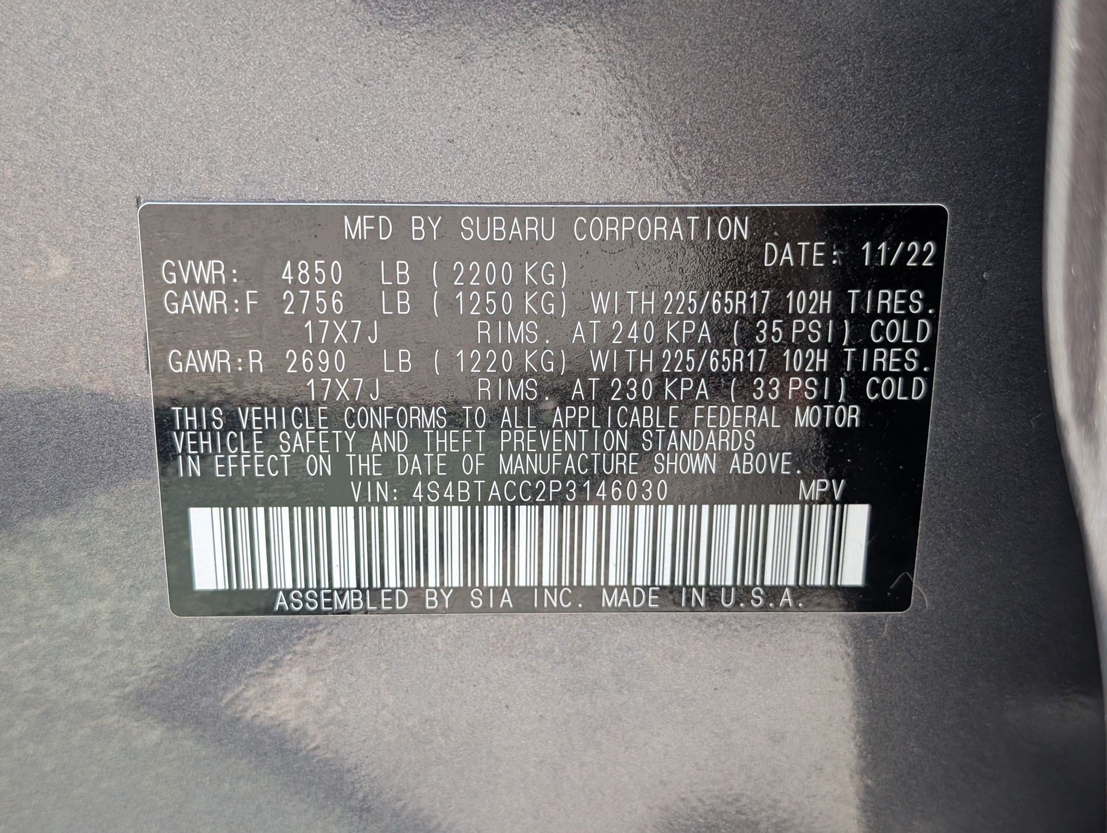 Used 2023 Magnetite Gray Metallic Subaru Premium image 33