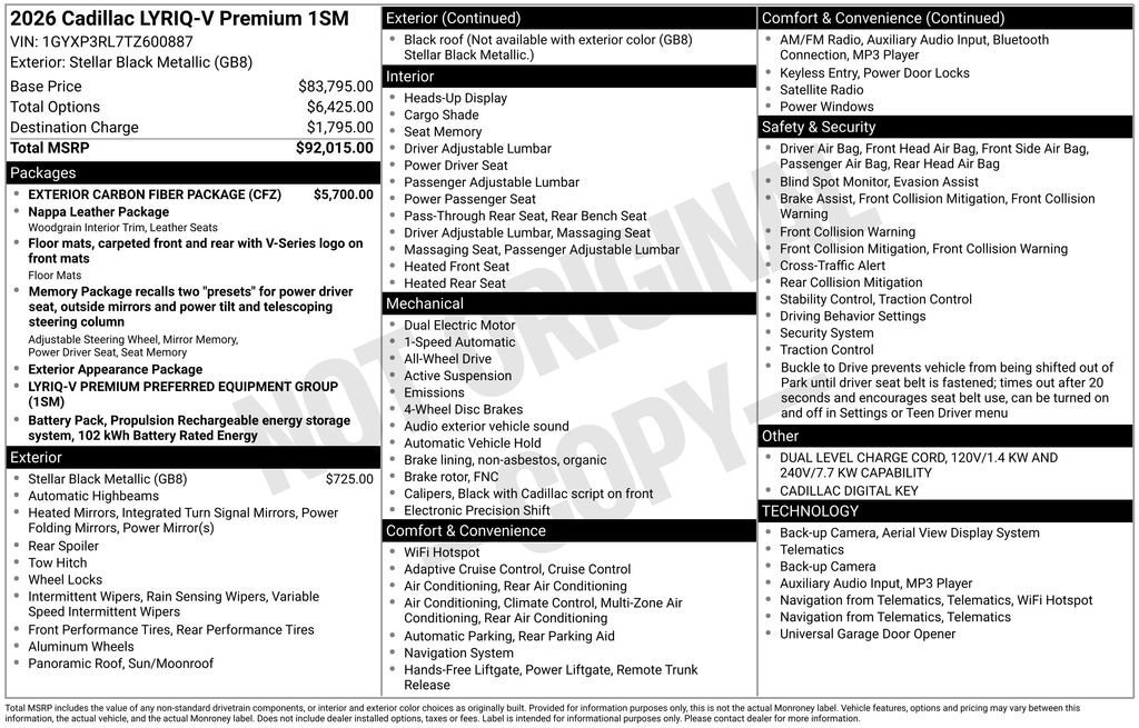 New 2026 Stellar Black Metallic Cadillac V-Series Premium image 45