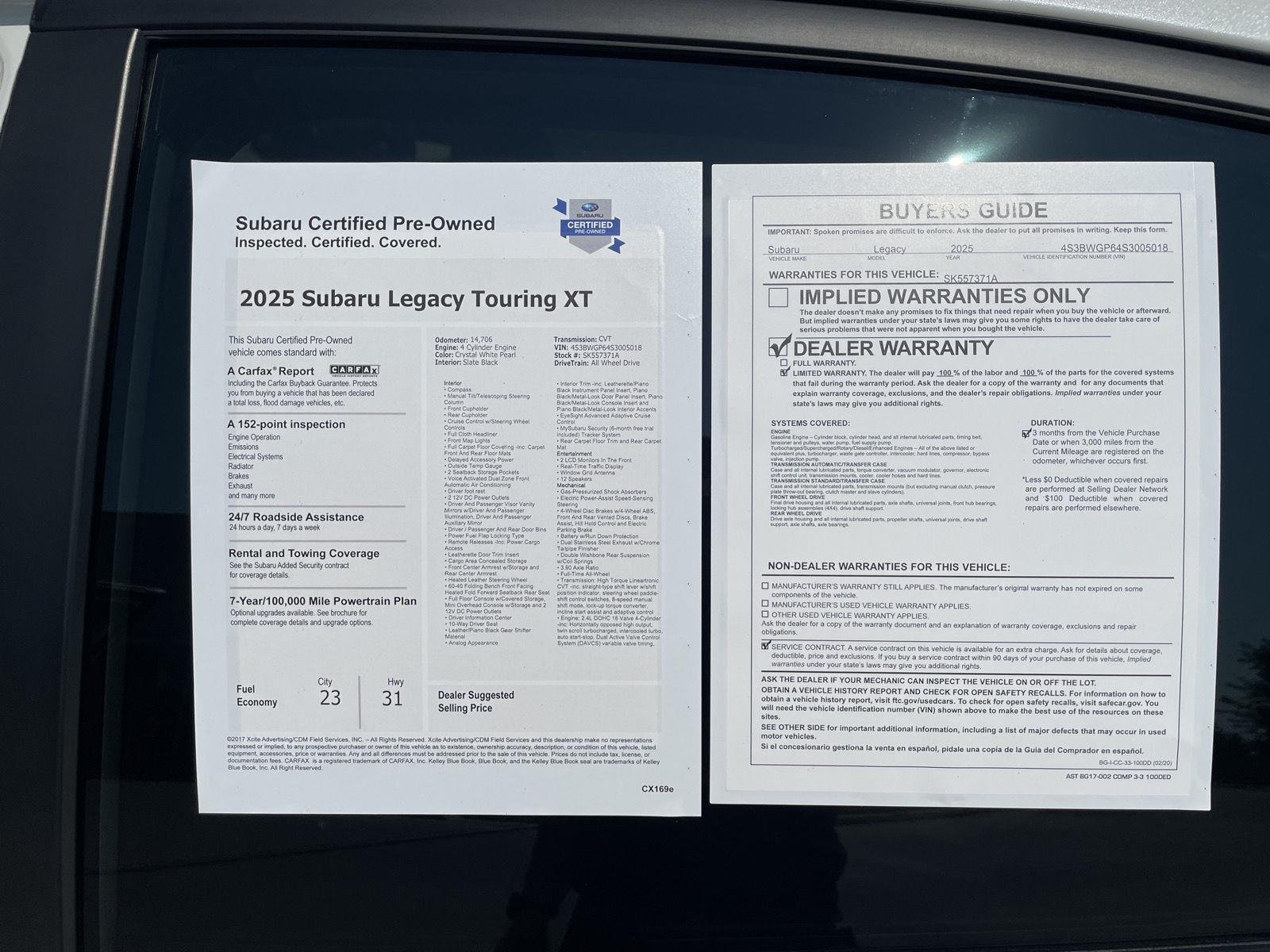 Used 2025 Crystal White Pearl Subaru Touring XT image 31