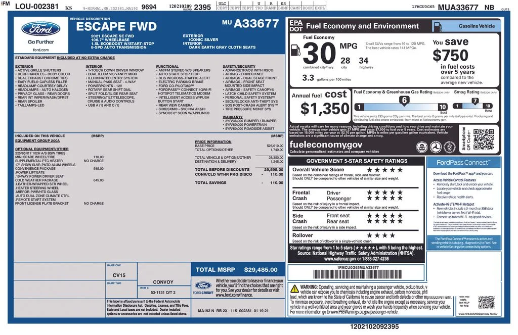 Certified Used 2021 Iconic Silver Metallic Ford SE image 2