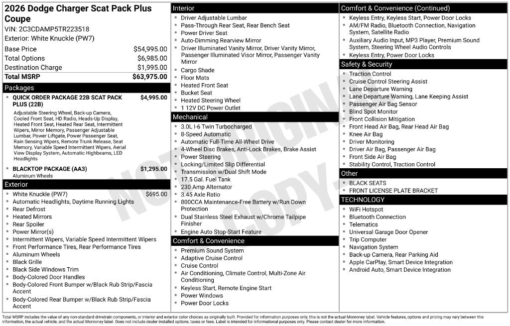 New 2026 White Knuckle Exterior Paint Dodge Scat Pack Plus image 22