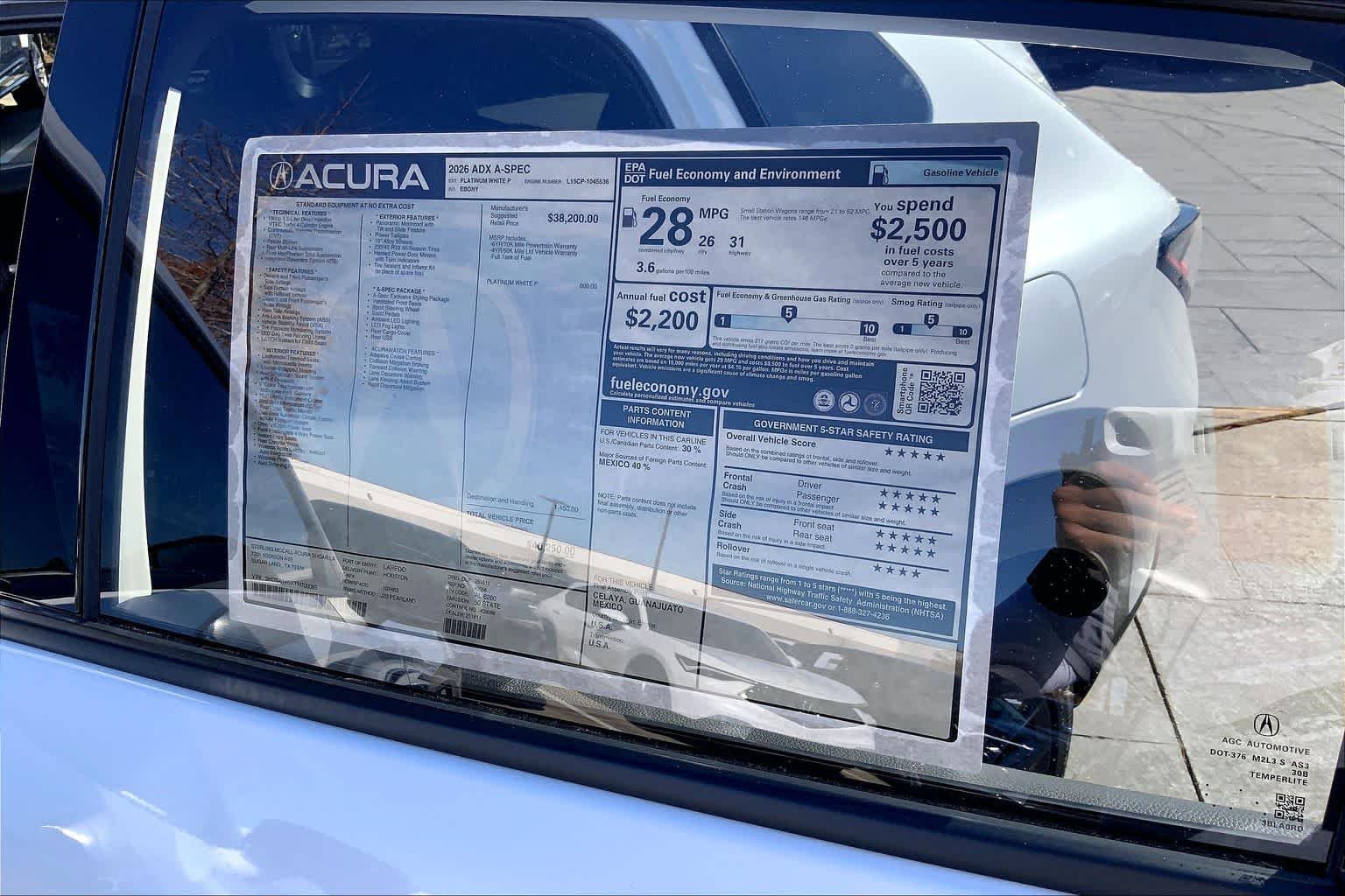 New 2026 Platinum White Pearl Acura w/A-Spec Package image 22