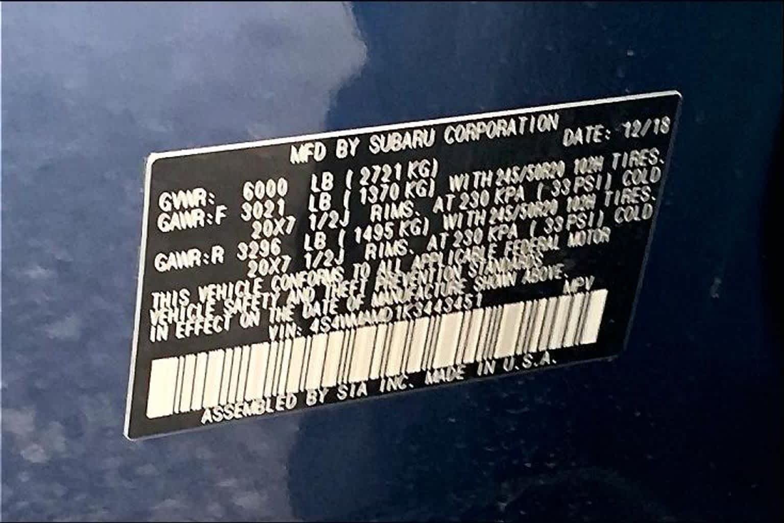Certified Used 2019 Abyss Blue Pearl Subaru Limited image 32