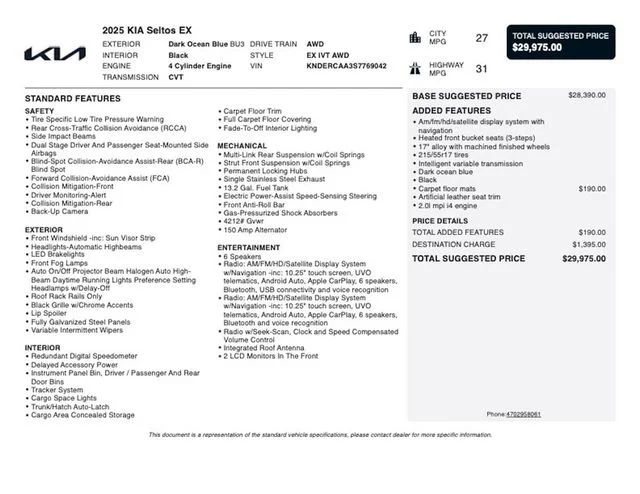 Used 2025 Blue Kia EX image 3