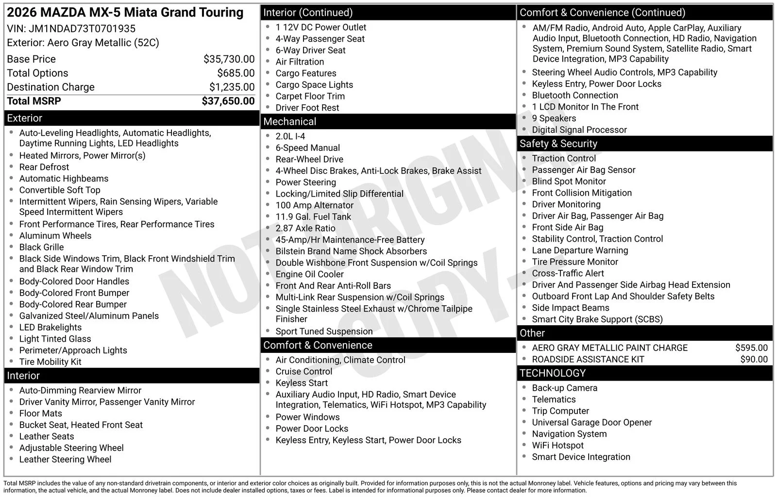 New 2026 Aero Gray Metallic Mazda Grand Touring image 4