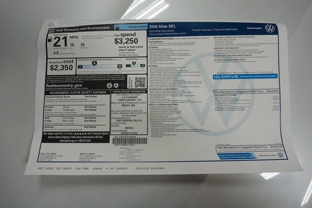 New 2026 Opal White Volkswagen 2.0T SEL image 41