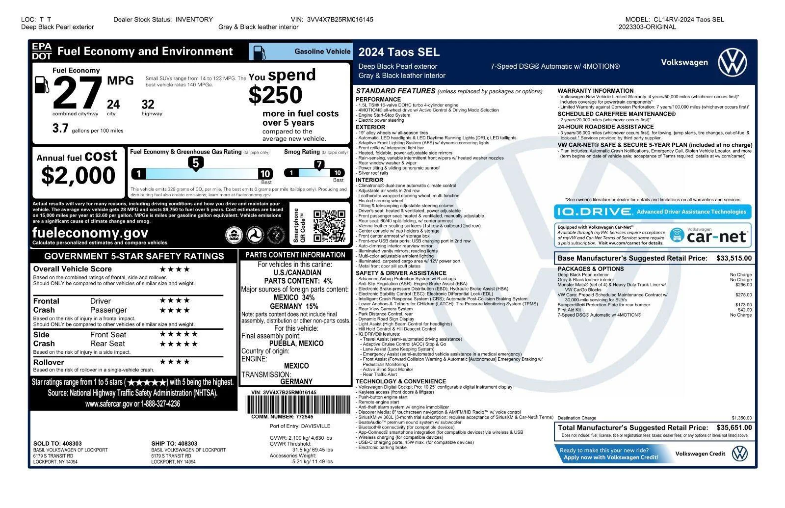 Certified Used 2024 Deep Black Pearl Volkswagen SEL image 49